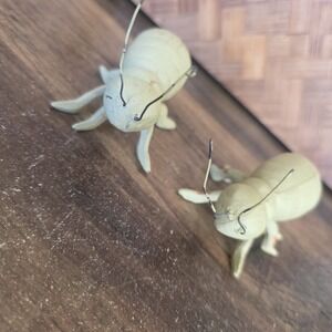 Metal Figurine Grasshopper Insect Tan Set‎ of 2 Heavyweight Decor Collectible